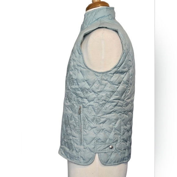 Eddie Bauer Goose Down Vest Spring Layering Soft Girl Pale Blue Size M Embrodery - Picture 2 of 8